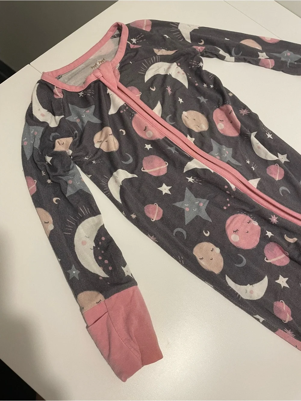 Little Sleepies Brand Pink To the Moon & Back Zippy Pajamas Size 6-12 Months